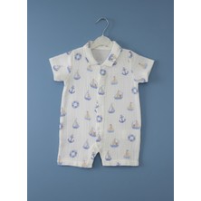Babymet %100 Pamuk Erkek Bebek Müslin Tulum – Denizci Desen, Çıtçıtlı, Yumuşak&Doğal 