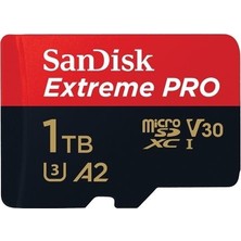 SanDisk Extreme Pro 1TB 170MB/s A2 C10 V30 UHS-I U3 microSDXC Hafıza Kartı + Adaptör (SDSQXCZ-1T00-GN6MA)