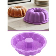 Silicolife Silikon Klasik Kek Kalıbı 25 cm, 12 Dilimli Yanmaz Yapışmaz Fırın Kek Pişirme Kalıbı Lila
