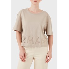 Armani Exchange Pamuklu Relaxed Fit Logo Dertaylı Bisiklet Yaka T Shirt Bayan T Shirt XW001709 AF17172 U6223