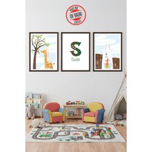Giftcrea Uv Baskılı Çocuk Odası 3'lü Ahşap Mdf Tablo Seti - V9