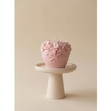 My Balli Store Pembe Renk Dekoratif Kabartmalı Çiçekli Soya Mum