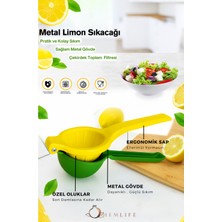 Handanca Metal Paslanmaz Limon Sıkacağı, Narenciye Sıkacağı Yeşil-Sarı