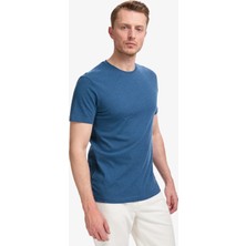 Pierre Cardin Erkek Indigo Melanj Slim Fit %100 Pamuk Bisiklet Yaka Basic Tişört 50325307-VR155