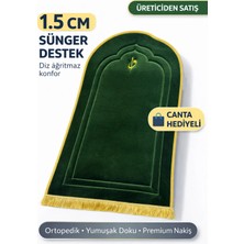 Bripurga Diz Ağrıtmaz Ortopedik Seccade – 1.5 cm Sünger Destekli, Çanta Hediyeli Lüks Namaz Seccadesi