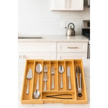 Handanca Bambu Çekmece Içi Çatal Kaşık Bıçak Düzenleyici Genişletilebilir Ahşap Organizer Mutfak Düzenleyici