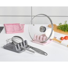 Handanca Tezgah Üstü Kapak Tutucu ve Kaşıklık Tencere Kapağı Standı Kirli Kaşıklık Kepçe Altlığı -