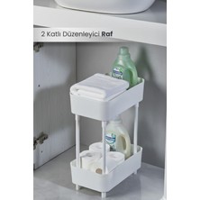 Handanca Raflı Makyaj Organizeri | 2 Katlı Beyaz Takı Organizeri & Genel Amaçlı Minimalist Düzenleyici