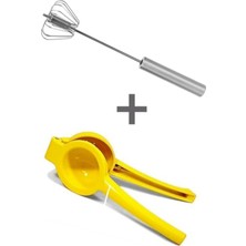 Handanca Çelik Basmalı Otomatik Çırpıcı Mikser Çırpma Aleti Metal Lüx Limon Narenciye Sıkacağı Seti