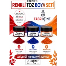 Fabrikone 3'lü Set Premium Parafin Soya Wax Toz Mum Boyası Hobi Seti - 5 cc (Kırmızı, Mavi, Turuncu) BKFAB3KMT5G