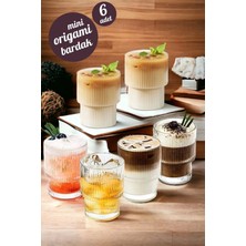 Handanca 155 cc 6'lı Mini Origami Stil Cam Bardak Pinteres Latte Espresso Isıya Dayanıklı Kahve Yanı Sunum B