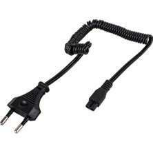 Derwell 1 Metre Tıraş Makineleri ve Işıldaklar Için Spiral Model 2 Pinli 220 Volt Ac Cereyan Power Kablosu Siyah