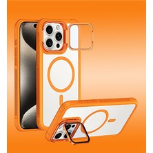 Powerfox iPhone 14 Pro Uyumlu Standlı Kamera Kısmı Cam Korumalı Arkası Mat Magsafe Özellikli Renkli Kılıf