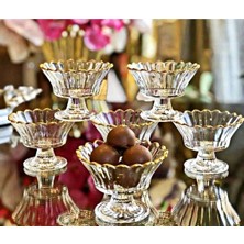 Handanca Görümce Kristal 6ADET Altın Yaldızlı Gold Kahve Yanı Ikramlık Şekerlik Çikolatalık Lokumluk Çeyizlik
