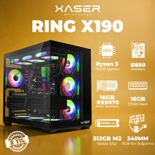 Xaser Ring X190 Ryzen 5 7500F 16GB Ddr5 Ram 512GB M.2 Nvme SSD 16GB RX9070 Masaüstü Oyuncu Bilgisayarı