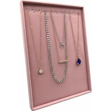 Handanca Yerli Üretim Süet Kumaş Pembe Renk 34/24 cm Ayaklı Kolye Sergileme Standı