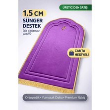Bripurga Diz Ağrıtmaz Ortopedik Seccade – 1.5 cm Sünger Destekli, Çanta Hediyeli Lüks Namaz Seccadesi