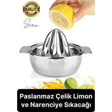 Handanca Paslanmaz Çelik Limon ve Nar Sıkacağı Narenciye Mutfak El Aleti Pratik Sıkacak Yıkanabilir Hijyenik