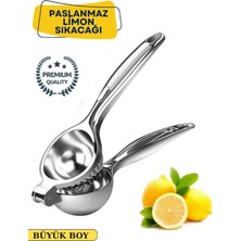 Handanca Paslanmaz Çelik Limon Narenciye Sıkacağı, 6 cm Geniş Hazneli, Büyük Boy