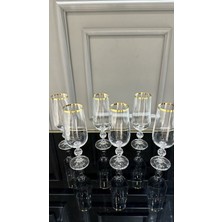 Handanca Crystalex Gold Ayaklı Kahve Yanı Su Bardağı 180 ml Altın Renkli Özel Tasarım
