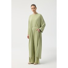 Kadriye Baştürk Modal Cupra Pantolon Bluz Abaya Takım Yeşil