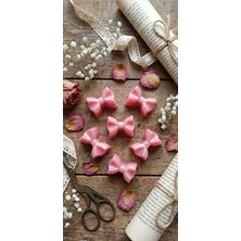 My Balli Store 12'li Pembe Simli Fiyonk Desenli Vegan Buhurdanlık Soya Mum