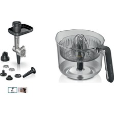 Bosch MUMS6ZS00 Serie 6 Mutfak Makinesi Uyumlu Kıyma Çekme Aparatı ve Narenciye Sıkacağı 2li Set