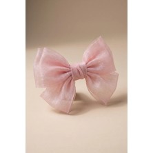 Bony Socks Çift Fiyonk Açık Pembe Organze Tül Otomat Toka