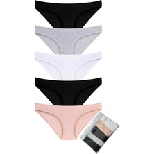 Eslara Kadın 5'li Paket Pamuklu Basic Bikini Külot Seti - Çoklu Renk Karma Seri
