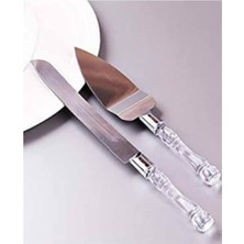 Handanca Kristal Saplı Eco Pasta Servis Seti Spatula Bıçak Ikili Set