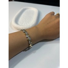 Hüma Butik Xuping Taşlı Kalp Bileklik | Kuyumcu Işçilikli Altın Renk Zarif Model