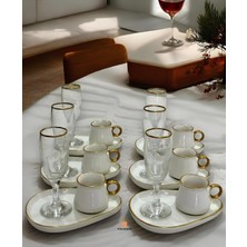 Handanca 6 Kişilik Oval Sunum Tabaklı Kahve Fincanı 90 ml