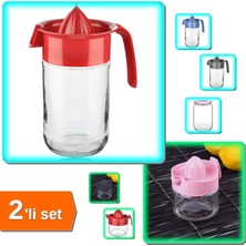 Handanca Sürahi Tipi Cam Narenciye Sıkacağı 660 ml + Cam Kavanozlu Limon Sıkacağı 300 ml - 2li Set D1X7W6