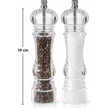 Emba Home Şeffaf Akrilik Büyük Boy Tuz Karabiber Öğütücü Değirmen 19 cm – 1 Adet