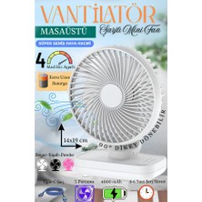 GUNKES Mini Soğutucu Vantilatör Type-C Şarjlı Masa Üstü Fan Taşınabilir 4 Mod Hız Ayarlı Pervane