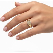 Liz Oval Taşlı 14 Ayar Altın Yüzük