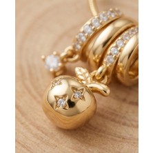 Mervan Takı Charm Detaylı Gold Çelik Kolye – Taşlı Kadın Kolye