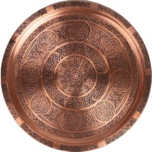 Handanca Bakır Osmanlı Ağır El Işlemeli Tepsi Kına Tepsisi 34 cm Ağırlık : 0,600 gr