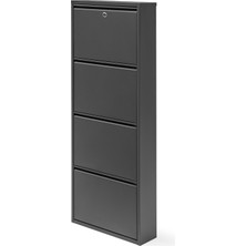 Handanca 4'lü Kilitli Metal Ayakkabılık - Siyah Renk