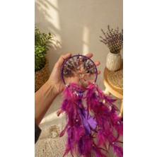 Ametist Doğal Taşlı Incili Rüya Kapanı (Dreamcatcher) 50 cm Incili  Duvar Süsü