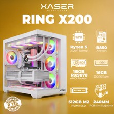Xaser Ring X200 Ryzen 5 7500F 16GB Ddr5 Ram 512GB M.2 Nvme SSD 16GB RX9070 Masaüstü Oyuncu Bilgisayarı