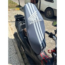 Vizyontek Honda Logolu Çizgili Likralı Motosiklet Sele Kılıfı Gri Renk