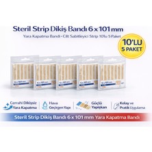 Ronanna Steril Strip Dikiş Bandı 6 x 101 mm Yara Kapatma Bandı Cilt Sabitleyici Strip 10LU 5 Paket