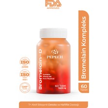 Pepech Bromelain-D | Sindirim, Metabolizma ve Hafiflik Desteği | 1000 Mg 2500 Gdu Bromelain + Kuersetin + Yeşil Çay Ekstresi + Karahindiba + Vitamin B6 + Krom Pikolinat | 60 Tablet, 1 Ay