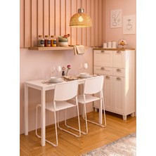 İrem Minimal Beyaz Çok Amaçlı Masa – 116X45X75 cm | Güçlendirilmiş Metal Profil Ayaklı