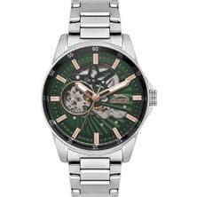 Slazenger Otomatik Erkek Kol Saati 44 mm Yeşil Kadran Metal Kordon 5 Atm
