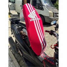 Vizyontek Honda Logolu Çizgili Likralı Motosiklet Sele Kılıfı Fuşya Renk