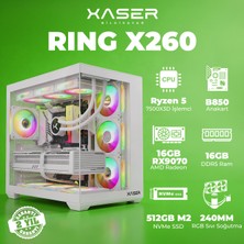 Xaser Ring X260 Ryzen 5 7500X3D 16GB Ddr5 Ram 512GB M.2 Nvme SSD 16GB RX9070 Masaüstü Oyuncu Bilgisayarı