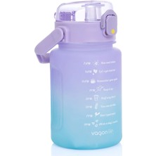 Vagonlife 1000 ml Soft-Touch Motivasyon Su Matarası Mor-Mavi