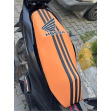 Vizyontek Honda Logolu Çizgili Likralı Motosiklet Sele Kılıfı Turuncu Renk